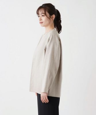 綿麻ノーカラージャケット