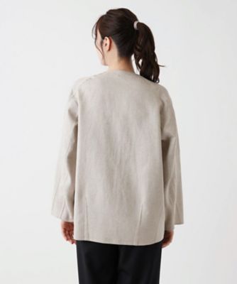 綿麻ノーカラージャケット