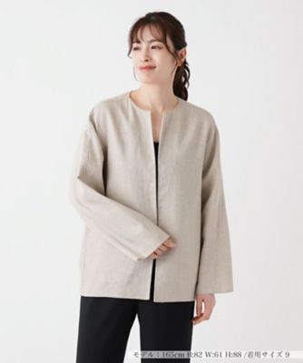 ＜Leilian (Women)＞綿麻ノーカラージャケット