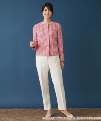 Leilian レリアン 千鳥格子柄 ジャケット ノーカラージャケット 千鳥格子柄ノーカラージャケット | Leilian (Women)/レリアン