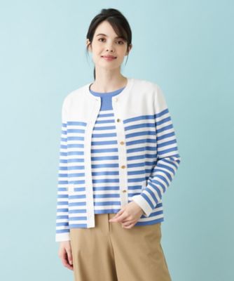 ＜Leilian (Women)＞ボーダー柄カーディガン