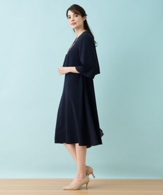 【セレモニー】洗えるケープブラウス×ワンピースアンサンブル
