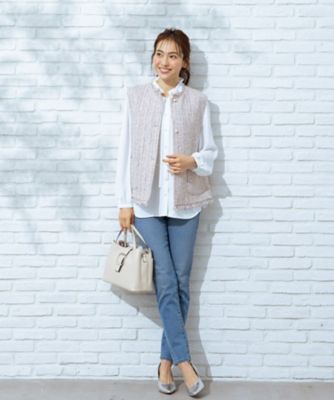 ＜Leilian (Women)＞ノーカラーツイードベスト