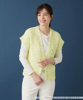 【SALE】Leilian (Women)/レリアン 半そでミックスカーディガン 152レモンイエロー トップス【三越伊勢丹/公式】