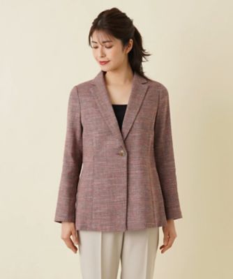 レリアン　ジャケット ストレッチ綿麻テーラードジャケット | Leilian (Women