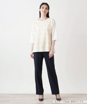 【極美品】レリアン Leilian リーフ柄カットソー ゆったり M 薄手 極美品】レリアン Leilian リーフ柄カットソー ゆったり M 薄手