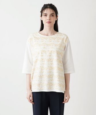 Leilian / レリアン フラワー刺繍Tシャツ プリントTシャツ【Leilian WHITE LABEL】|レリアン | レリアン