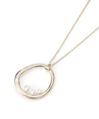 ＜Leilian (Women)＞パールモチーフ付きフープペンダント