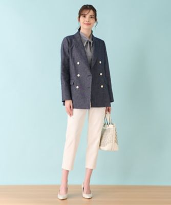 ストレッチデニム調ダブルブレストジャケット