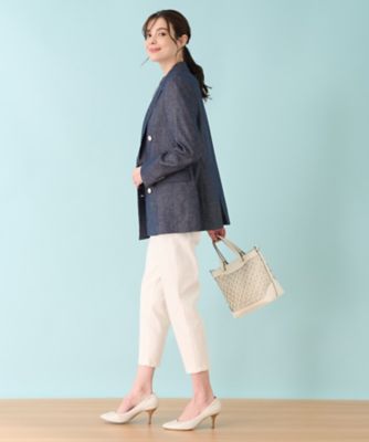 ストレッチデニム調ダブルブレストジャケット