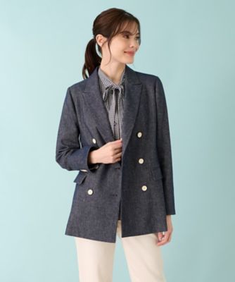 ストレッチデニム調ダブルブレストジャケット