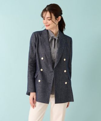 ストレッチデニム調ダブルブレストジャケット