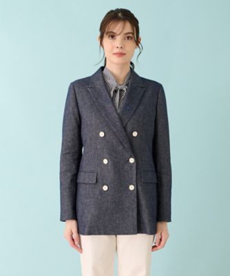 ストレッチデニム調ダブルブレストジャケット