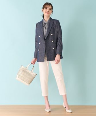 ストレッチデニム調ダブルブレストジャケット