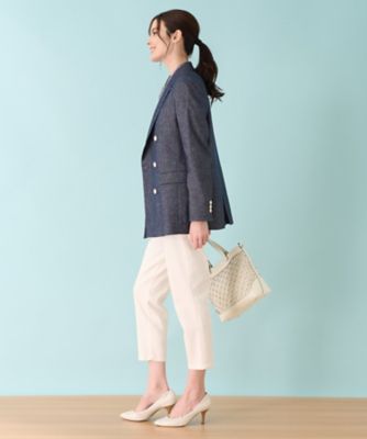 ストレッチデニム調ダブルブレストジャケット
