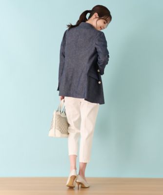 ストレッチデニム調ダブルブレストジャケット