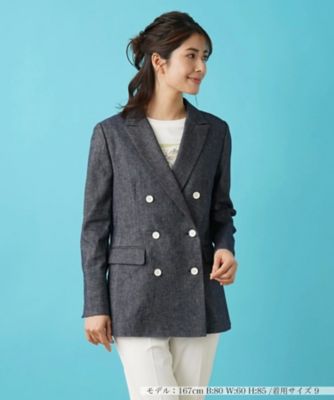 ストレッチデニム調ダブルブレストジャケット