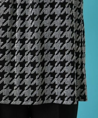 洗える千鳥格子柄刺繍プルオーバーブラウス【パワーネット素材】