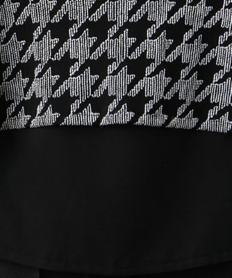 洗える千鳥格子柄刺繍プルオーバーブラウス【パワーネット素材】