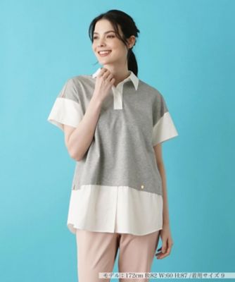 ＜Leilian (Women)＞シャツ切替え半袖プルオーバー