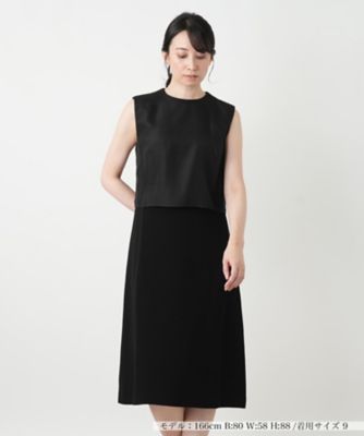 洗える異素材切替ドッキングワンピース【Leilian WHITE