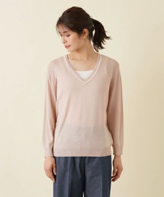 leilian - Leilian(レリアン) 長袖セーター サイズ13+美品  - イエロー Vネック Leilian(レリアン) 長袖セーター サイズ13+美品 - イエロー V