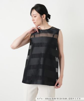 ＜Leilian (Women)＞シアーボーダーノースリーブブラウス