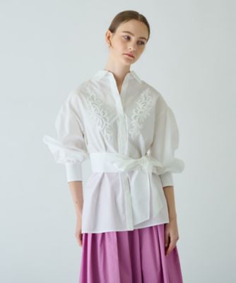 ＜BOURGE (Women)＞リボンタイブラウス