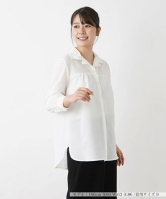 ＜Leilian (Women)＞オープンカラーブラウス【Ｌｅｉｌｉａｎ　ＷＨＩＴＥ　ＬＡＢＥＬ】