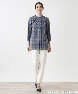 七分袖バンドカラーブラウス【Ｌｅｉｌｉａｎ　ＷＨＩＴＥ　ＬＡＢＥＬ】