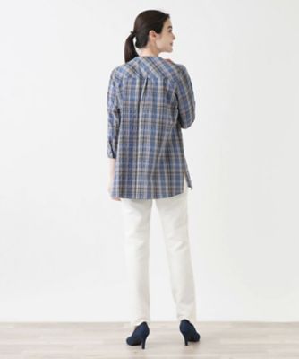 七分袖バンドカラーブラウス【Ｌｅｉｌｉａｎ　ＷＨＩＴＥ　ＬＡＢＥＬ】