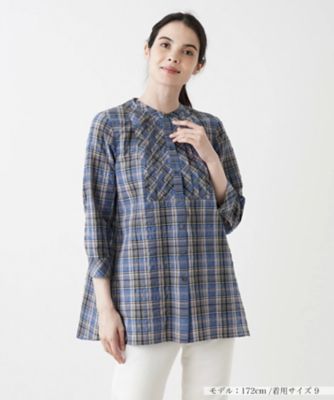 ＜Leilian (Women)＞七分袖バンドカラーブラウス【Ｌｅｉｌｉａｎ　ＷＨＩＴＥ　ＬＡＢＥＬ】