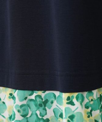 シフォン切替え半袖カットソー【Leilian WHITE