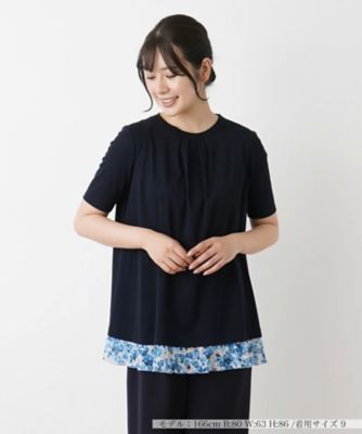 ＜Leilian (Women)＞シフォン切替え半袖カットソー【Ｌｅｉｌｉａｎ　ＷＨＩＴＥ　ＬＡＢＥＬ】