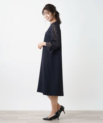 セレモニー】七分袖ミモレワンピース【Leilian WHITE LABEL