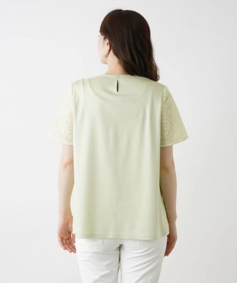 モチーフレース切替え半袖プルオーバー | Leilian (Women