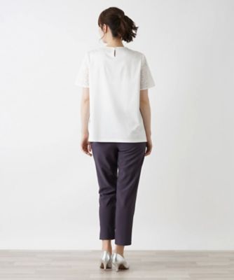 ファッション好きが選ぶ人気ブランドランキング モチーフレース切替え半袖プルオーバー (Women Leilian | トップス