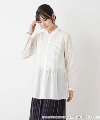 ＜Leilian (Women)＞シアーコットンブラウス【Ｌｅｉｌｉａｎ　ＷＨＩＴＥ　ＬＡＢＥＬ】