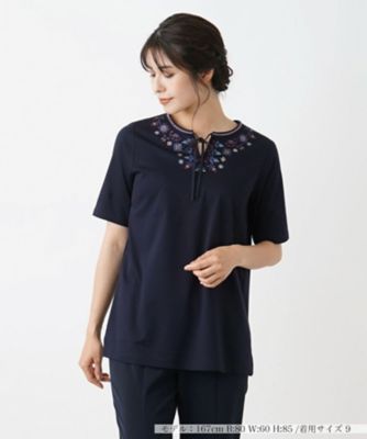 Leilian (Women)/レリアン 刺繍半袖プルオーバー