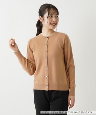 Leilian (Women)/レリアン カシミヤクルーネックカーディガン 184キャメル系 トップス【三越伊勢丹/公式】