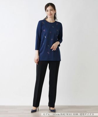 レリアン Leilian 七分丈カットソー （ブルー系） レリアン Leilian 七分丈カットソー （ブルー系