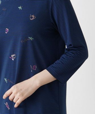 レリアン Leilian 七分丈カットソー （ブルー系） レリアン Leilian 七分丈カットソー （ブルー系