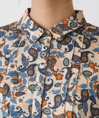 ペイズリー柄シャツブラウス