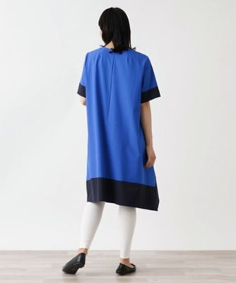 バイカラー半袖チュニックブラウス