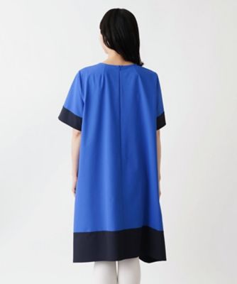 バイカラー半袖チュニックブラウス