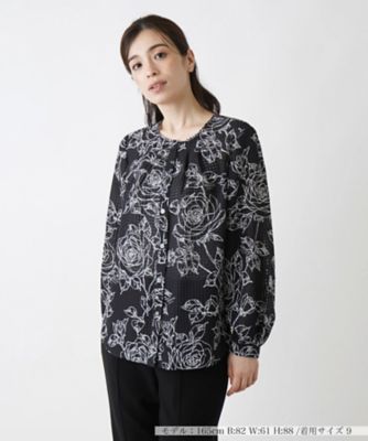 ＜Leilian (Women)＞ノーカラーブラウス【ＲＯＣＨＡＳ　Ｐｒｅｍｉｅｒｅ】