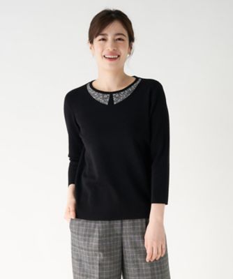＜Leilian (Women)＞クリスタルデザインニットプルオーバー
