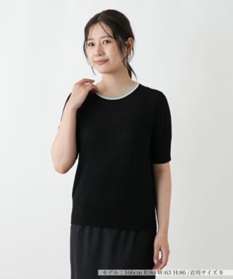 ＜Leilian (Women)＞配色クルーネックニット【ＢＯＵＲＧＥ】