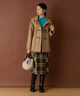 Leilian レリアン モヘア チェック ダッフルコート ベージュ 9
