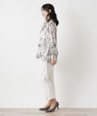 日本製【Leilian】総柄ボウタイ半袖ブラウス　フロントプリーツ　SIZE13 ブラウス | Leilian (Women)/レリアン | 三越伊勢丹オンライン